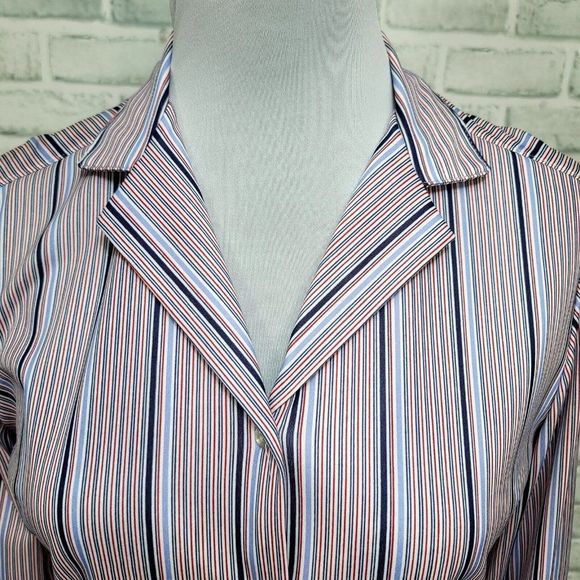 Vintage 70s Queen Casuals Womens M Striped Button Front Long Sleeve Blouse - Picture 2 of 8